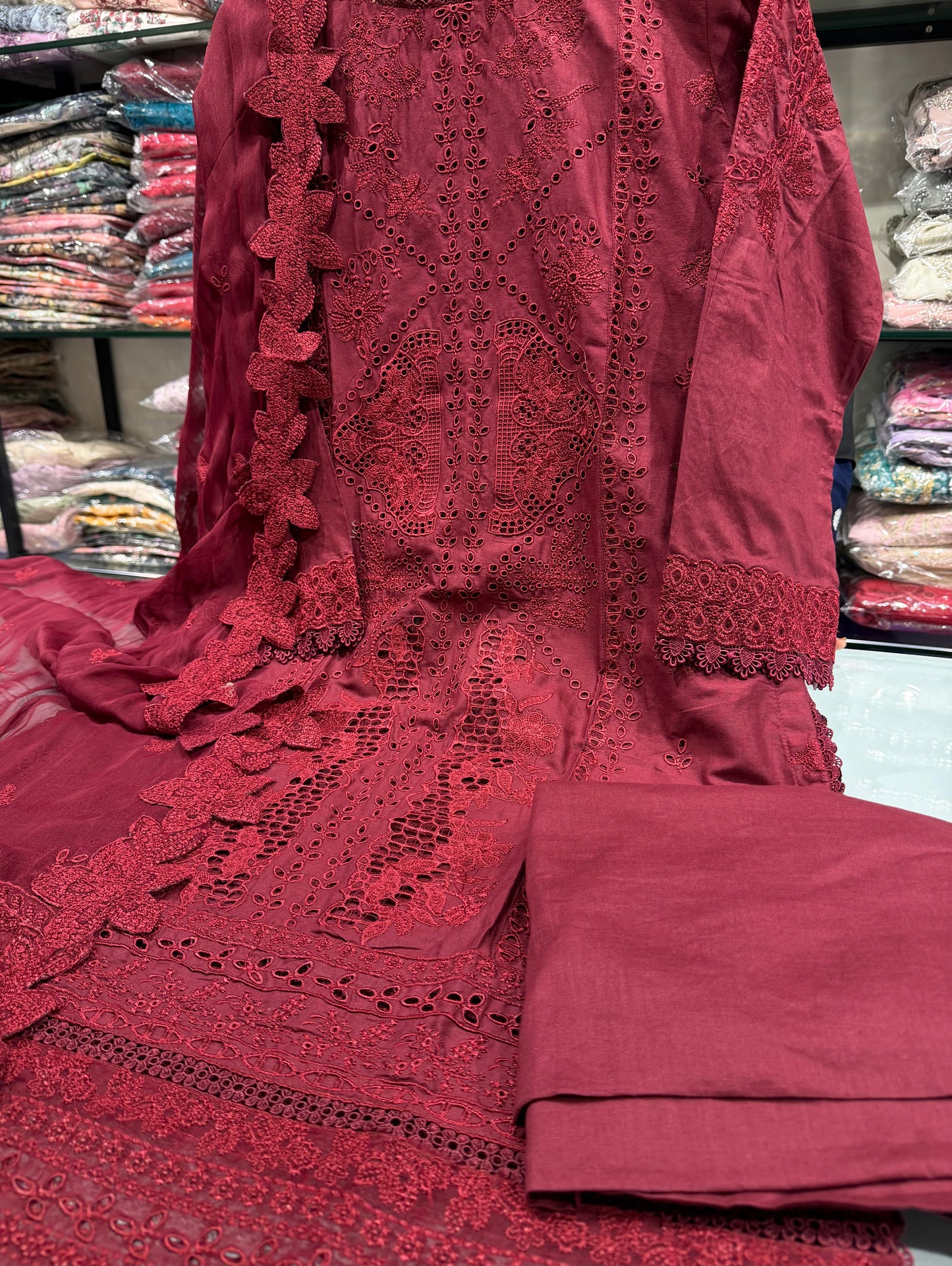 SABA EXCLUSIVE HIT CODE OF MARIA B. LUXURY EMBROIDERED CUTWORK 3PCS STITCHED COLLECTION