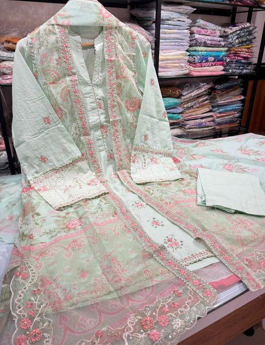 Bin Saeed | Stitched Embroidered Lawn 4pcs AS8