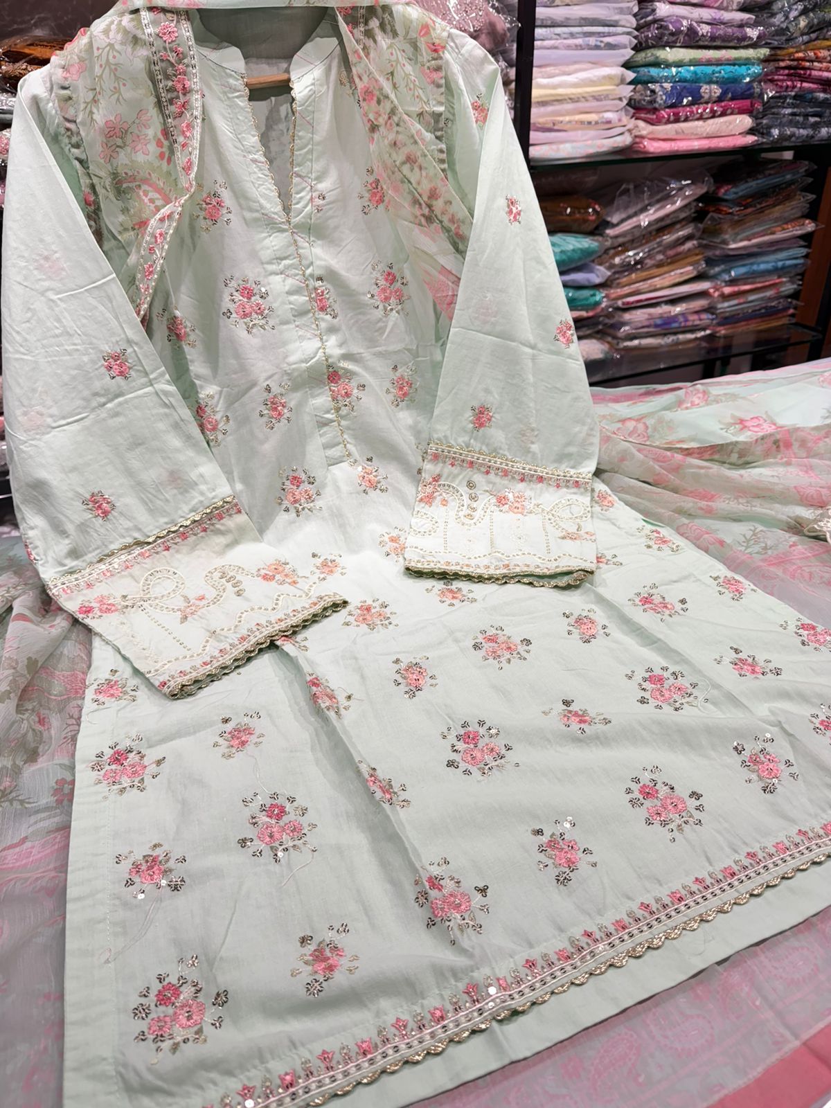 Bin Saeed | Stitched Embroidered Lawn 4pcs AS8