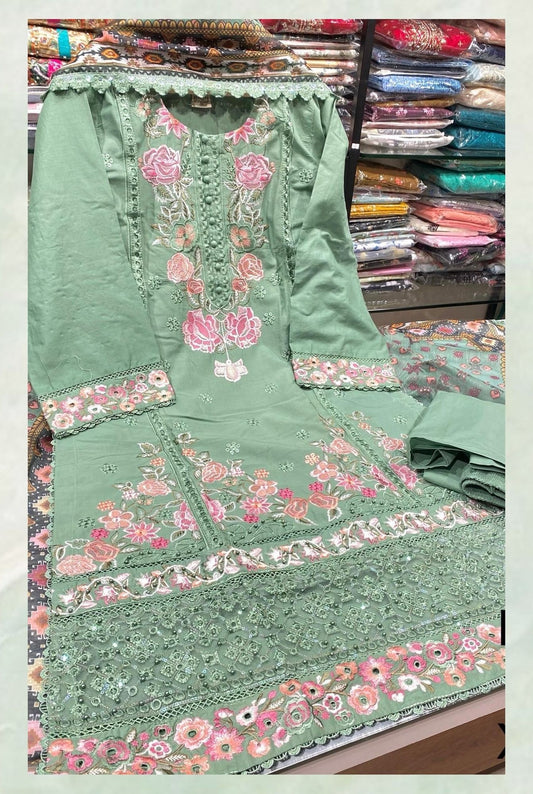 Munira Designer Embroidered Cotton Chikankari Suit 2025 (5)