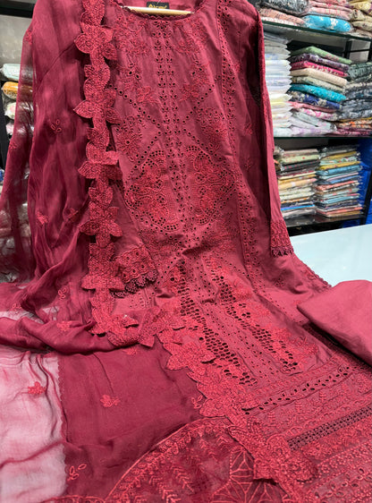 SABA EXCLUSIVE HIT CODE OF MARIA B. LUXURY EMBROIDERED CUTWORK 3PCS STITCHED COLLECTION