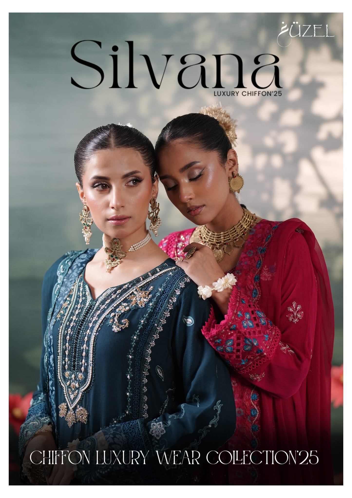 Silvana by Guzel Embroidered Chiffon Stitched 3 Piece Suit - Linaah - Blue - Luxury Collection