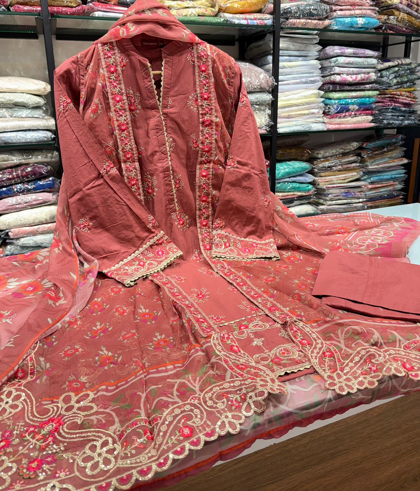 Bin Saeed | Stitched Embroidered Lawn 4pcs AS5