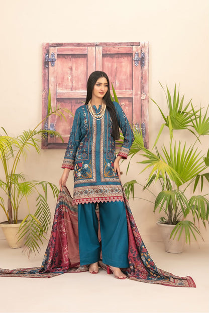 Hamna 3pcs Stitched Printed Lawn (D-1)